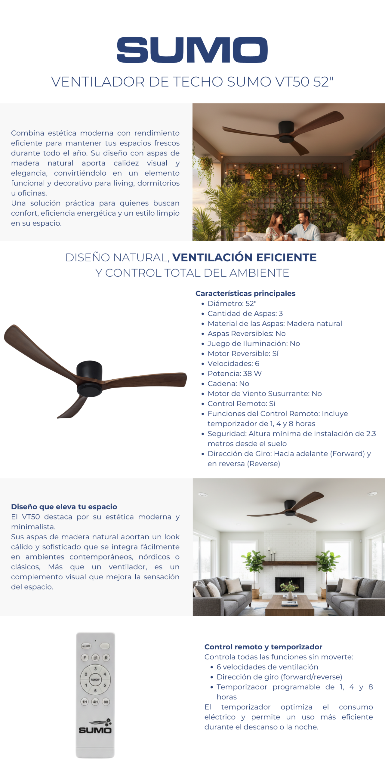 Ventilador de techo Sumo VT50 52