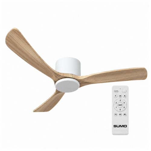 Ventilador de techo Sumo VT50 Blanco 52" 3 Aspas de madera natural